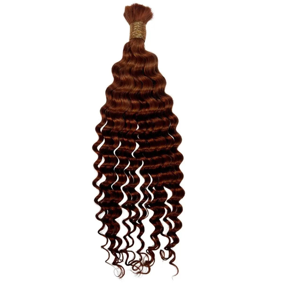 Copper deep wave braiding hair by THE HAIR PUSHER PREMIUM LUXE HAIR, 16 and 20-inch 100% human bulk extension for natural style.