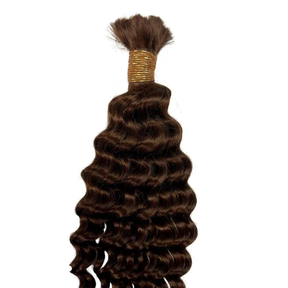Medium brown deep wave human braiding hair extensions in bulk, 100% human hair from THE HAIR PUSHER PREMIUM LUXE HAIR