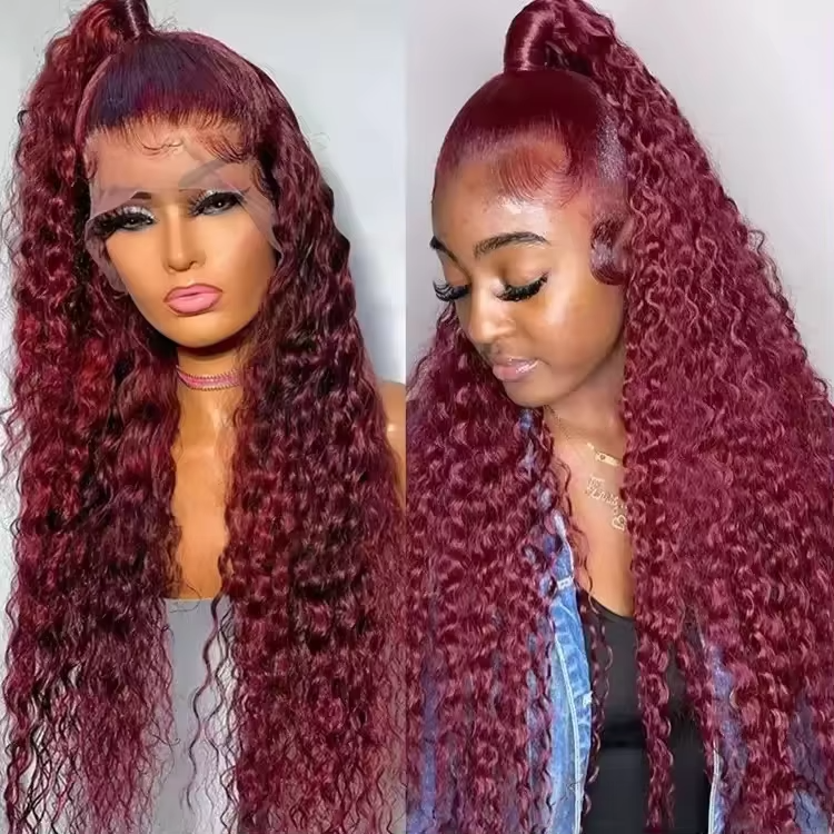Burgundy Deep Wave HD Lace Wig - THE HAIR PUSHER PREMIUM LUXE HAIR
