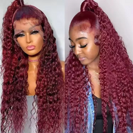 Burgundy Deep Wave HD Lace Wig - THE HAIR PUSHER PREMIUM LUXE HAIR