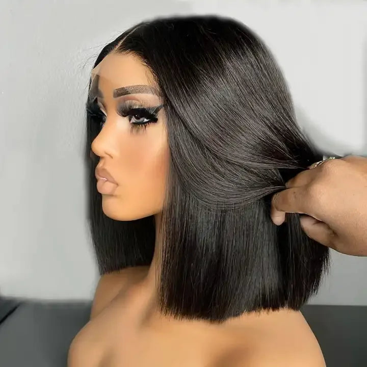 Soft Straight Short Bob Wig Super Double Drawn Virgin Short 13x4 Full Frontal Bob Wig Frontal Wig Brazilian Hair The Hair Pusher