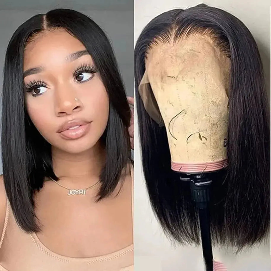 Soft Straight Short Bob Wig Super Double Drawn Virgin Short 13x4 Full Frontal Bob Wig Frontal Wig Brazilian Hair The Hair Pusher