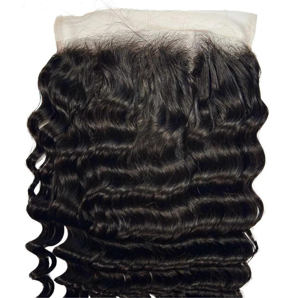 Deep Wave 7x7 HD lace human hair closure from THE HAIR PUSHER PREMIUM LUXE HAIR, showing detailed lace and deep wave texture