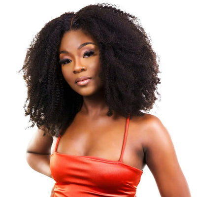 Afro Kinky Curly 4x4 Transparent Lace 100% Human Hair Closure Wig Private Label