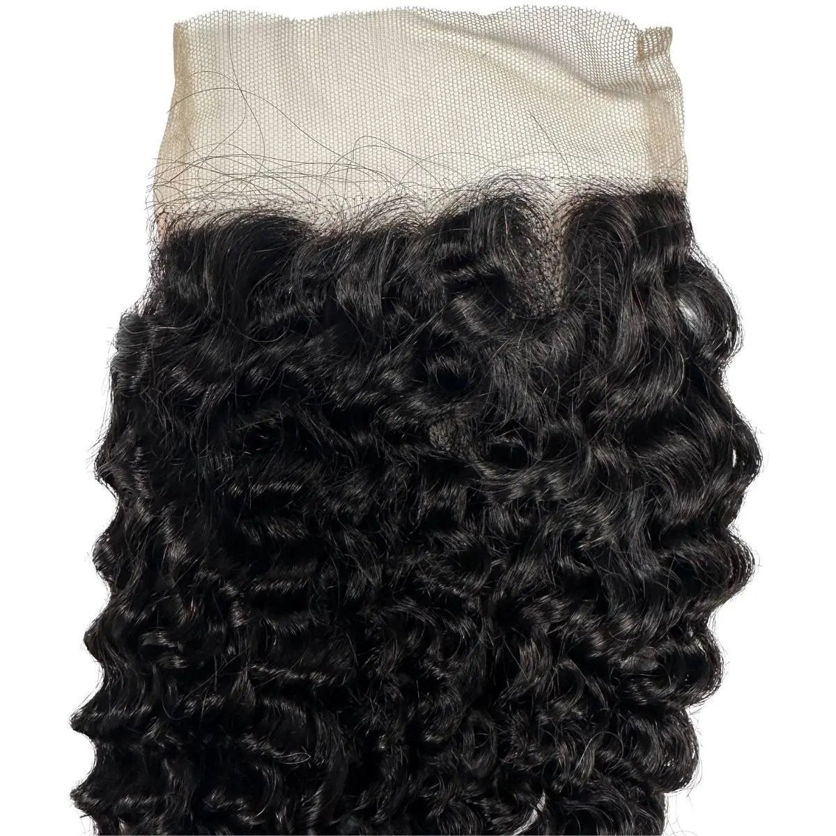 Jerry Curl 4x4 transparent lace closure by THE HAIR PUSHER PREMIUM LUXE HAIR, featuring natural-looking virgin human hair.
