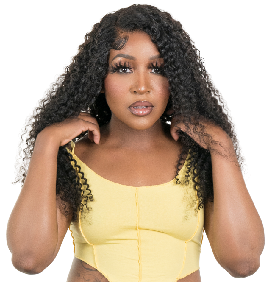 Kinky Curly 4x4 Transparent Lace 100% Human Hair Closure Wig Private Label