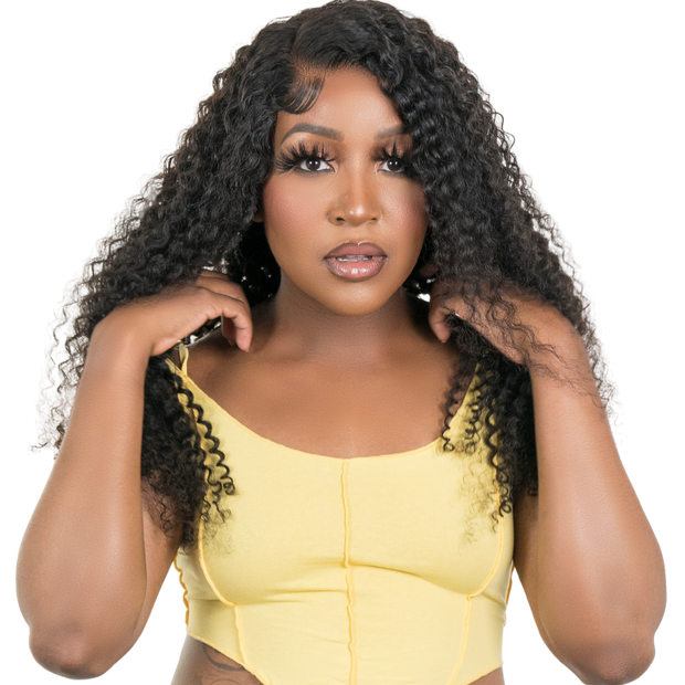 Kinky Curly 4x4 Transparent Lace 100% Human Hair Closure Wig Private Label