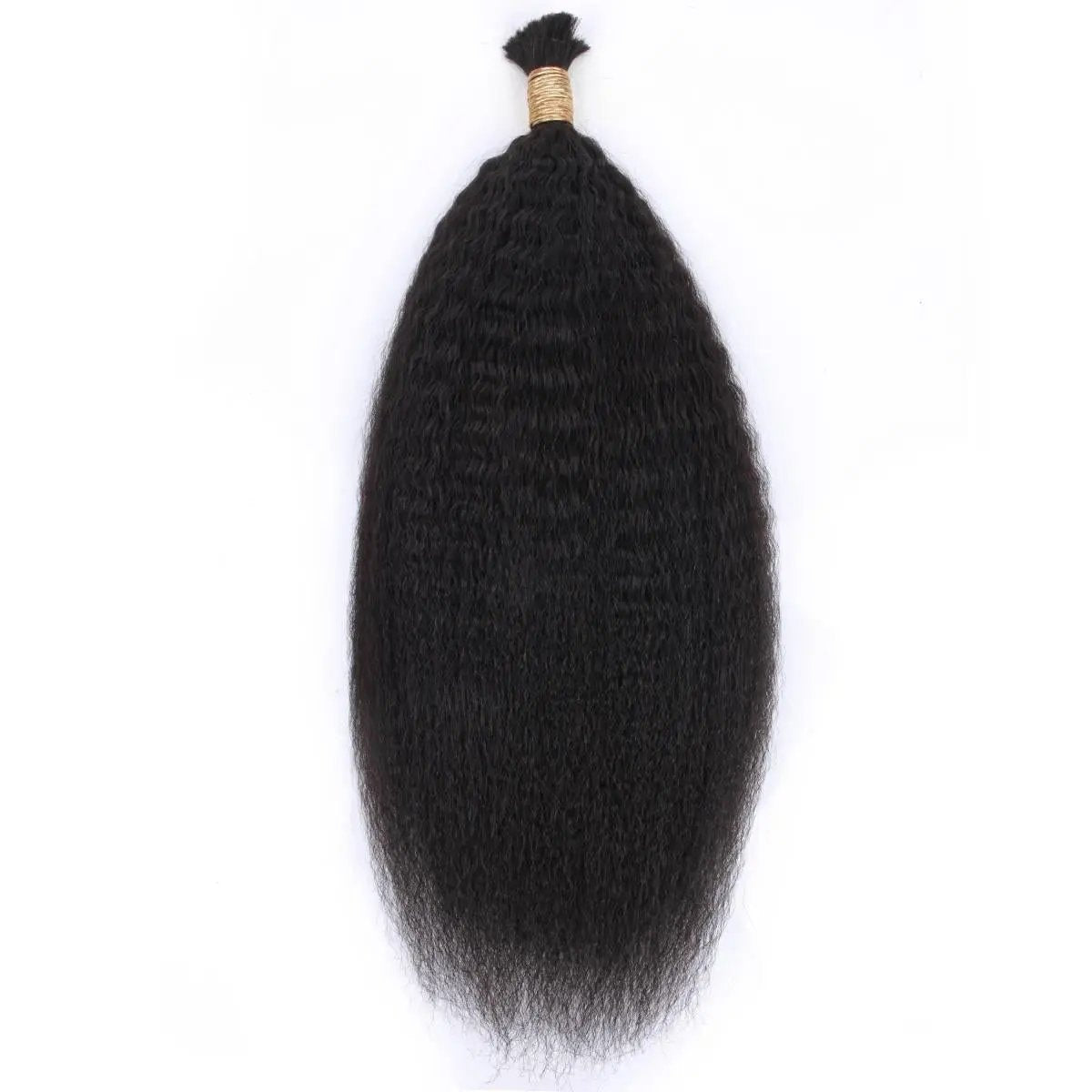 Kinky straight bulk hair extensions from THE HAIR PUSHER PREMIUM LUXE HAIR, 20-inch natural 1B human braiding hair
