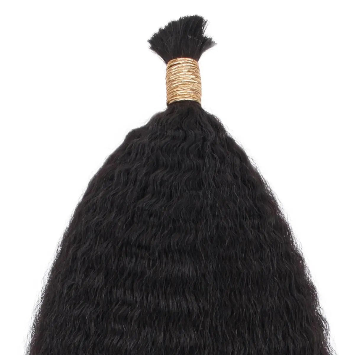 Kinky straight bulk 100% human braiding hair by THE HAIR PUSHER PREMIUM LUXE HAIR, 20-inch natural 1B color, ideal for hair extensions