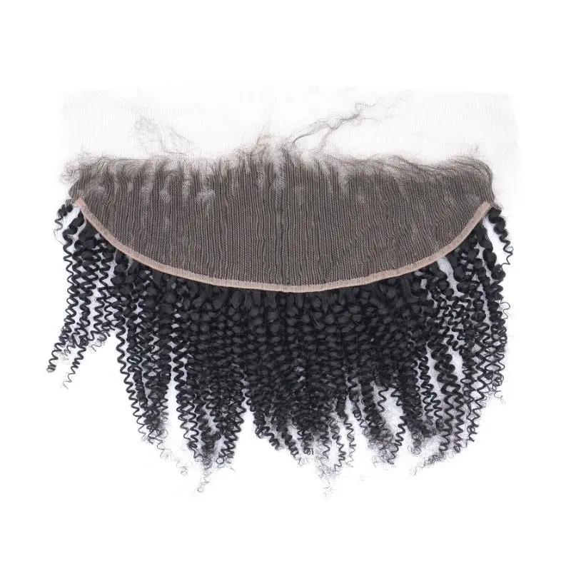 Afro Kinky Curly 13x4 Transparent Lace Human Hair Frontal The Hair Pusher