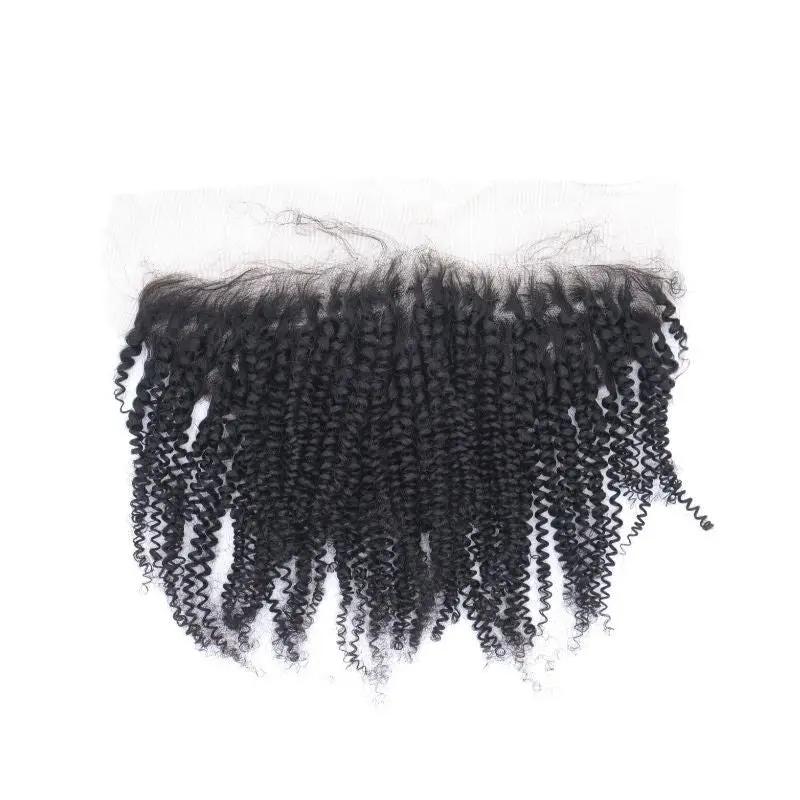 Afro Kinky Curly 13x4 Transparent Lace Human Hair Frontal The Hair Pusher