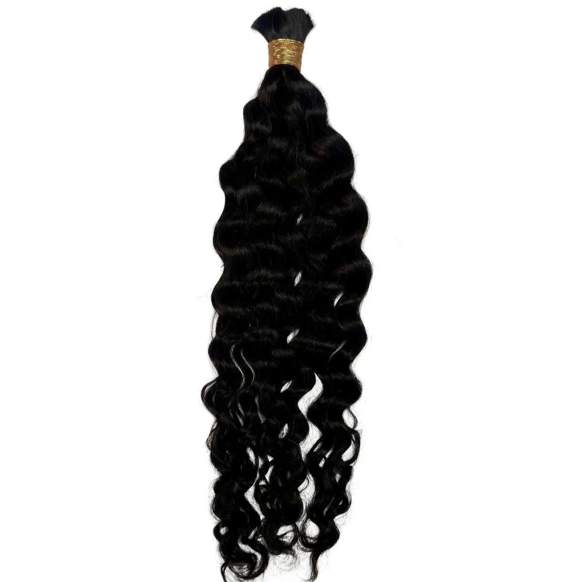 Latin Wave bulk 100% human braiding hair extensions by THE HAIR PUSHER PREMIUM LUXE HAIR, shown in natural wave texture.