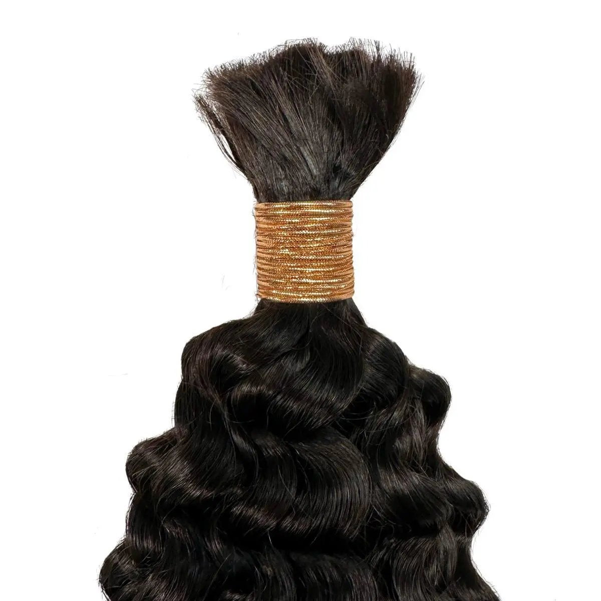 Ocean Wave bulk 100% human braiding hair extensions from THE HAIR PUSHER PREMIUM LUXE HAIR, showcasing wavy hair strands.