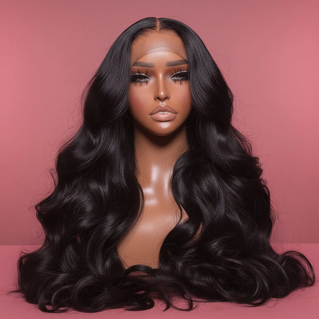Pink Paradise Loose Wave HD Wig featuring premium raw Vietnamese virgin human hair with a transparent HD lace frontal, glueless fit, soft loose waves, and a natural pre-plucked hairline. The Hai Pusher.