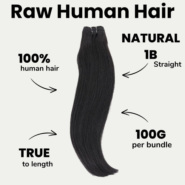 Raw Vietnamese straight 100% human hair bundles by THE HAIR PUSHER PREMIUM LUXE HAIR, showing smooth, natural hair extensions.