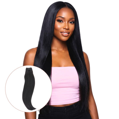 Raw Vietnamese straight 100% human hair bundles by THE HAIR PUSHER PREMIUM LUXE HAIR, showcasing smooth, natural hair extensions.
