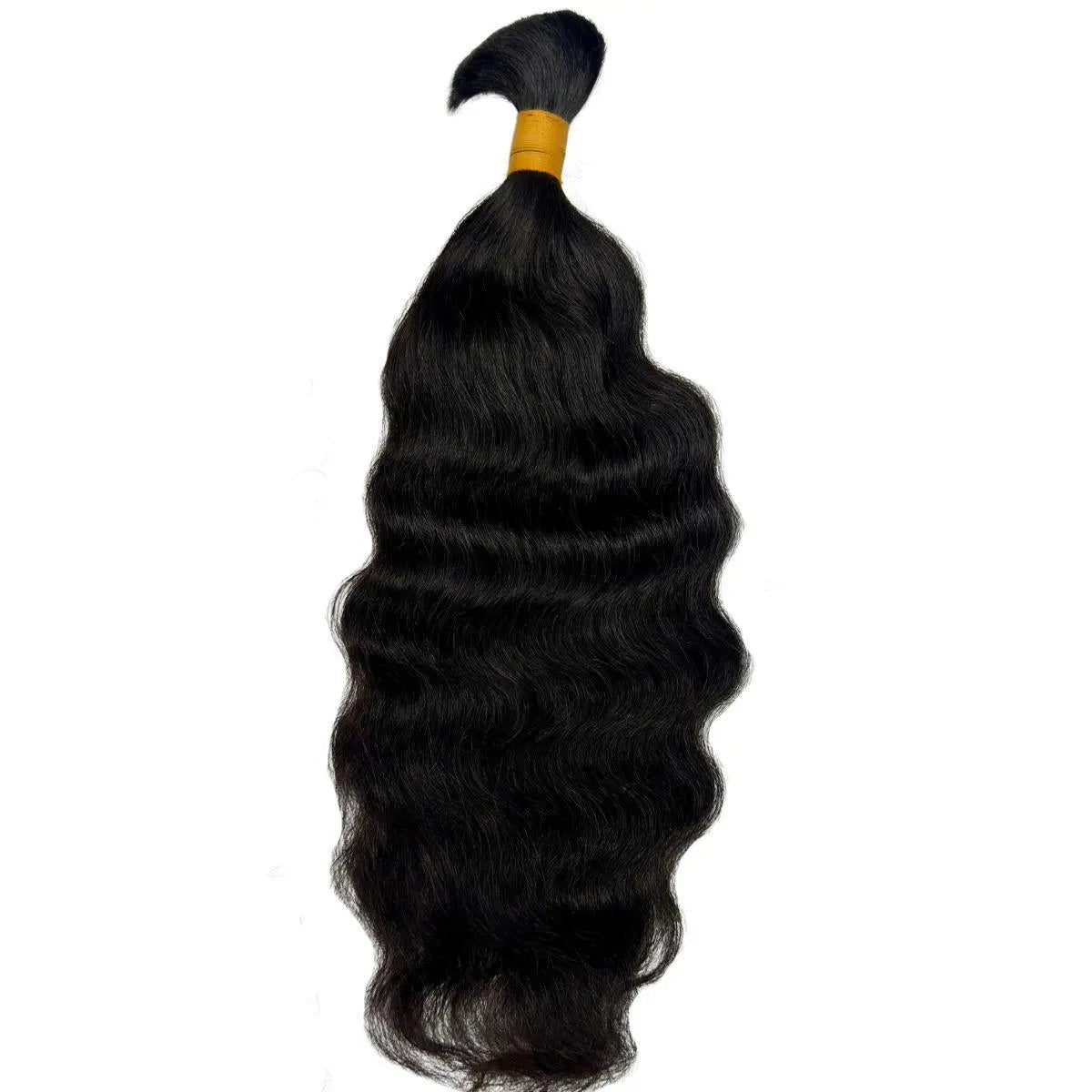 Raw Indian curly bulk hair extensions from THE HAIR PUSHER PREMIUM LUXE HAIR, showcasing natural textured 100% human braiding hair.