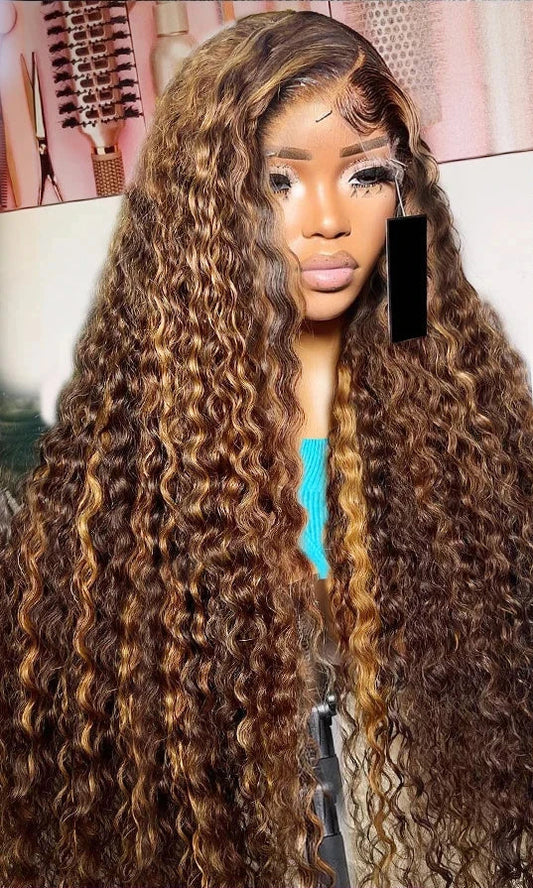 Sunset Blonde Ombré Deep Wave HD Transparent Wig The Hair Pusher
