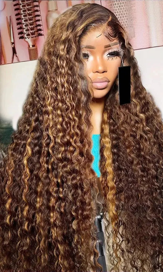 Sunset Blonde Ombré Deep Wave HD Transparent Wig The Hair Pusher