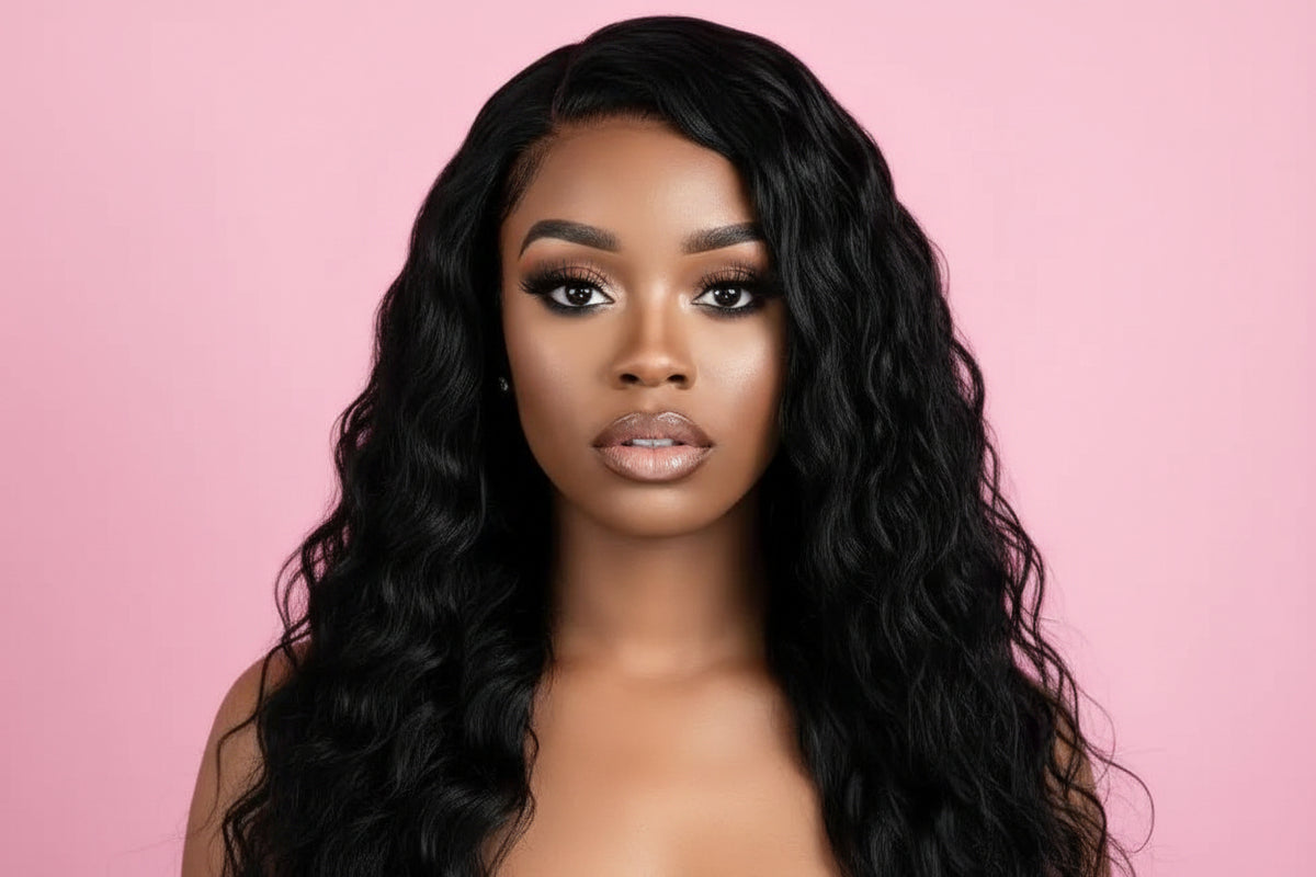 Spanish Wave 100% human hair bundles from THE HAIR PUSHER PREMIUM LUXE HAIR, featuring curly, textured hair extensions.