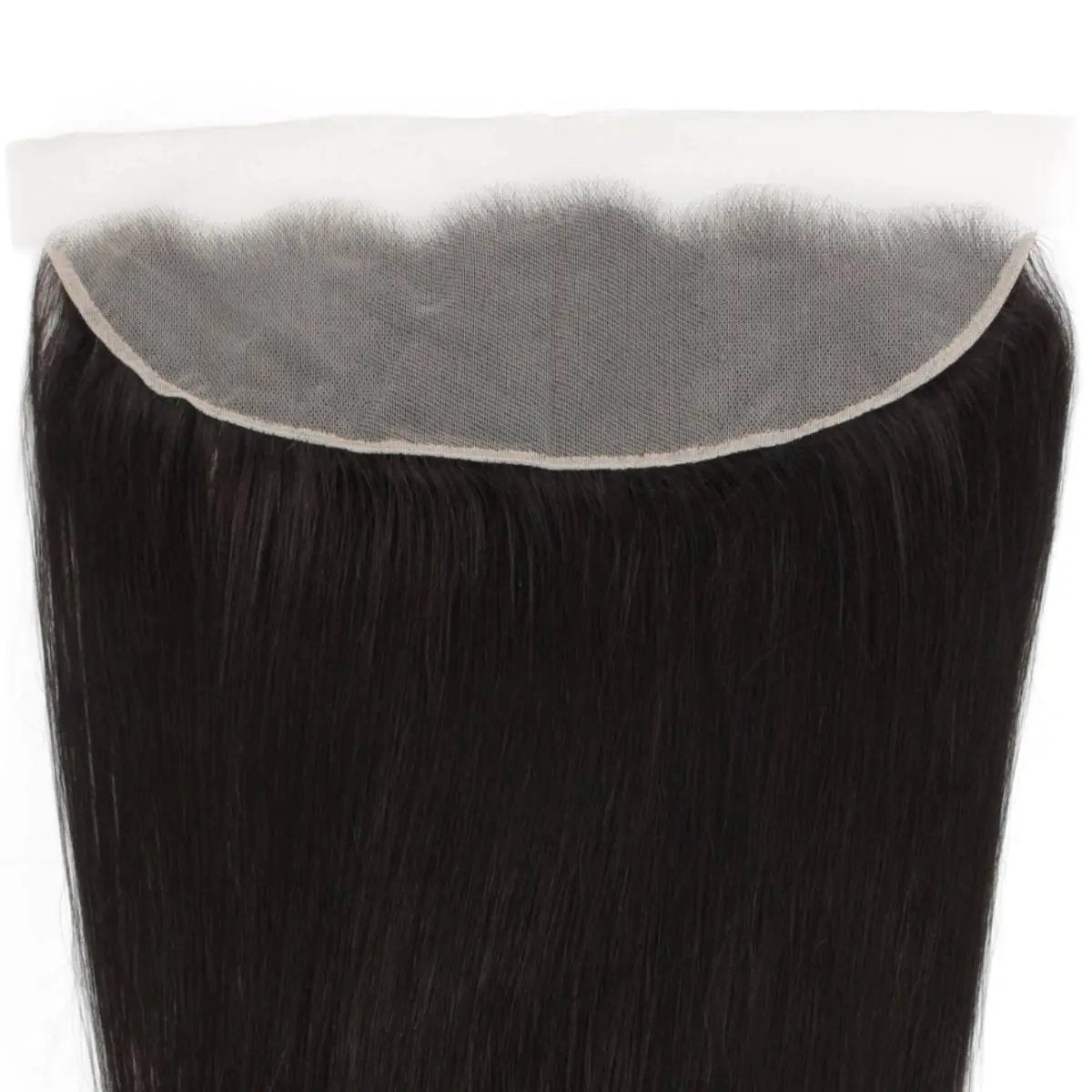 Brazilian straight 13x4 transparent lace human hair frontal extension by The Hair Pusher, showing the frontal with straight hair and lace details.