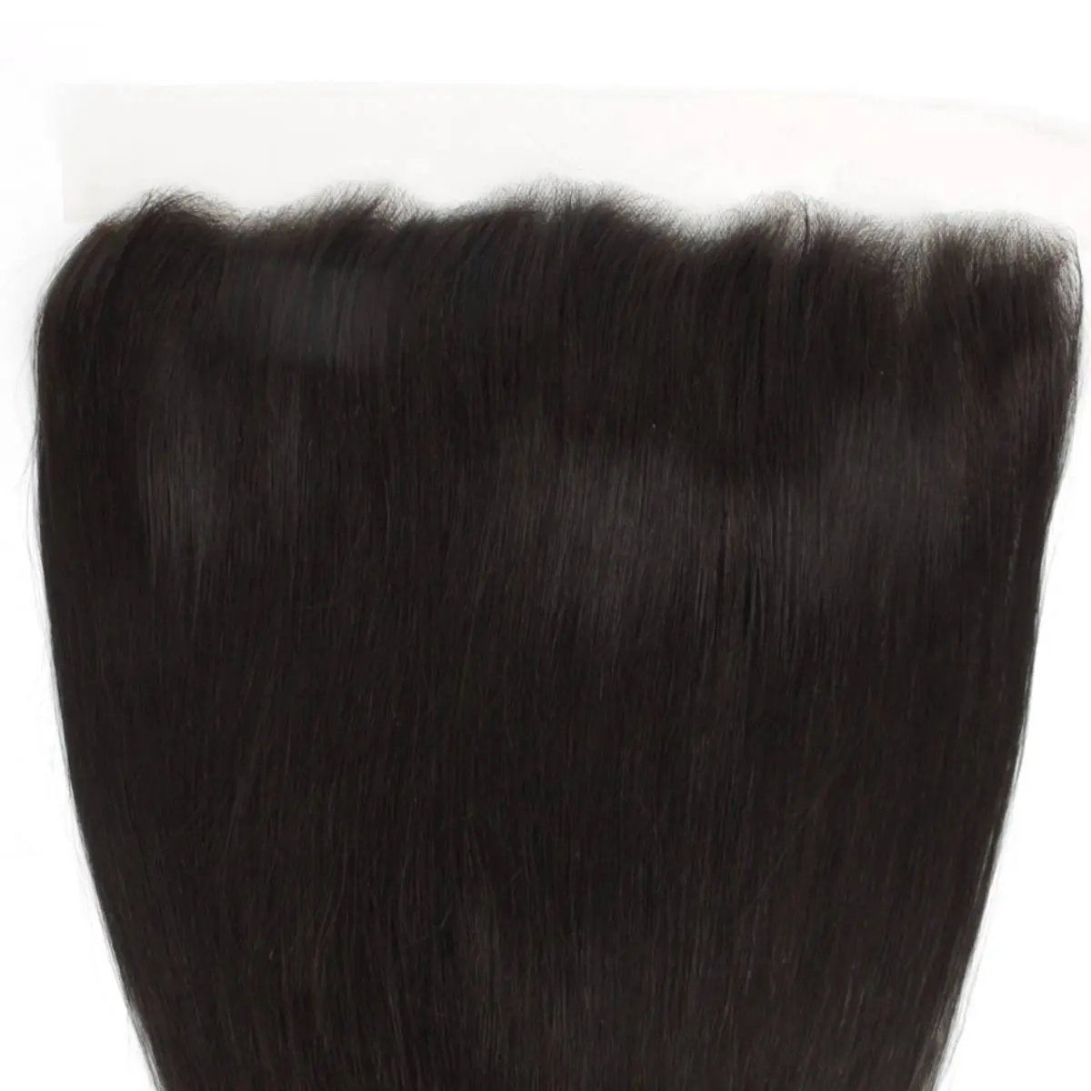Brazilian straight 13x4 transparent lace human hair frontal extension from The Hair Pusher, showing detailed lace and straight hair texture.