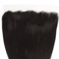 Brazilian straight 13x4 transparent lace human hair frontal extension from The Hair Pusher, showing detailed lace and straight hair texture.
