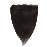 Brazilian straight 13x4 transparent lace human hair frontal extension from The Hair Pusher, showing the lace and hair texture.