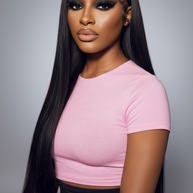 Straight Vietnamese HD lace frontal wig with sleek, silky straight hair and 250% density from THE HAIR PUSHER.