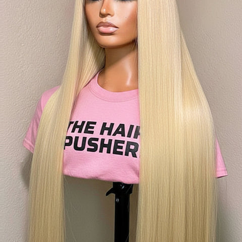 12A 613 Blonde HD Lace Frontal Wig Straight Virgin Brazilian Hair - THE HAIR PUSHER PREMIUM LUXE HAIR