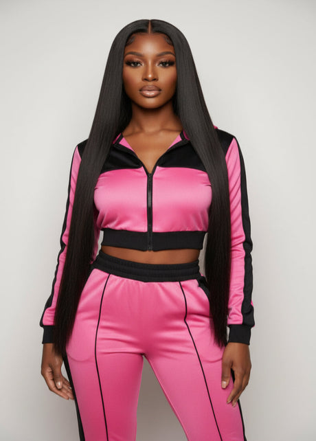Sleek silky straight Vietnamese HD lace frontal wig with 250% density from THE HAIR PUSHER, showing the natural hairline and lace front.