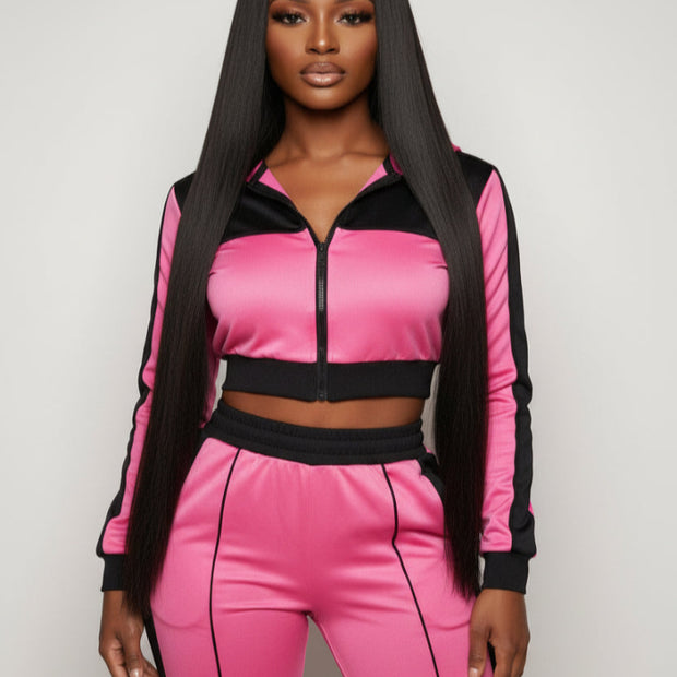 Sleek silky straight Vietnamese HD lace frontal wig with 250% density from THE HAIR PUSHER, showing the natural hairline and lace front.