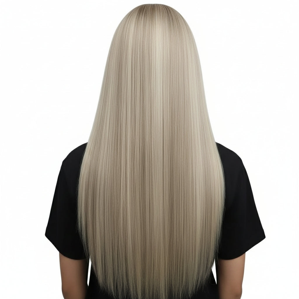 Tiffany 5x5 HD lace wig by THE HAIR PUSHER PREMIUM LUXE HAIR, showcasing the back of a professionally colored 100% human hair closure wig.