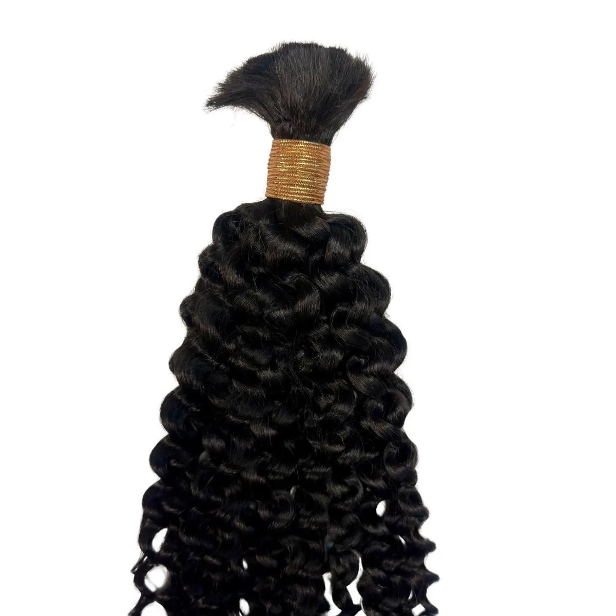 Water Wave 100% human braiding hair extensions by THE HAIR PUSHER PREMIUM LUXE HAIR, displayed in a natural water wave texture.