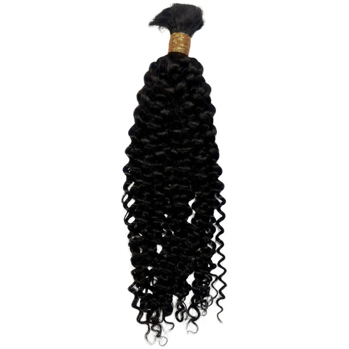 Water wave bulk 100% human braiding hair extensions by THE HAIR PUSHER PREMIUM LUXE HAIR, showing textured water wave style.