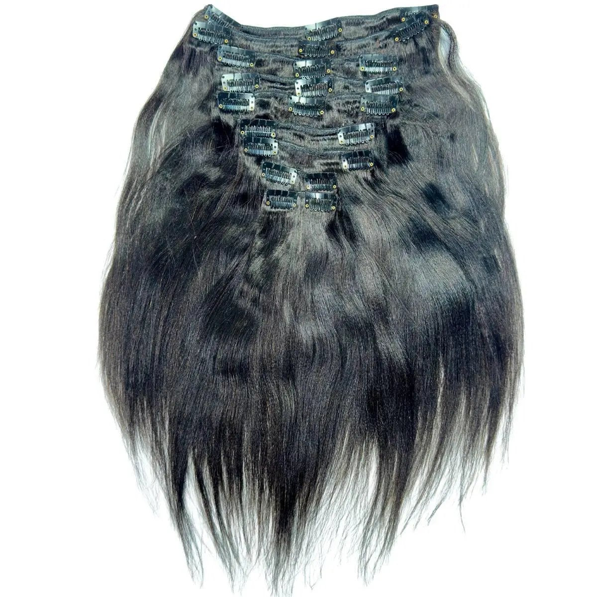Yaki Straight Clip-In 100% Human Hair  Extensions The Hair Pusher