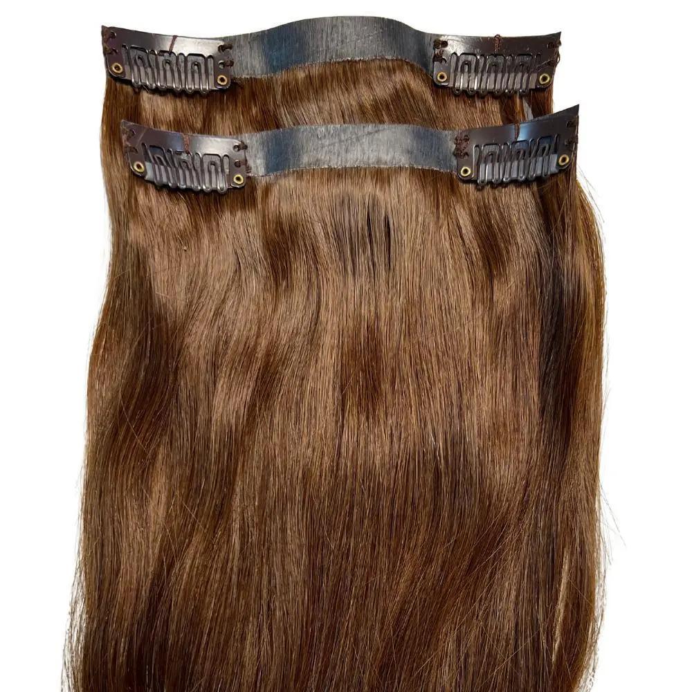 Medium Brown Seamless Clip-In 100% Human Hair Extensions The Hair Pusher