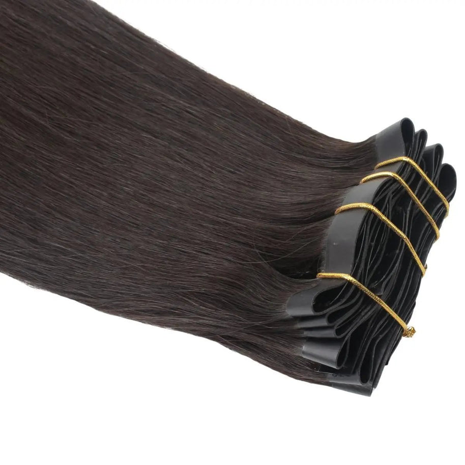 Raw Straight Seamless Clip-In 100% Human Hair Extensions Private Label