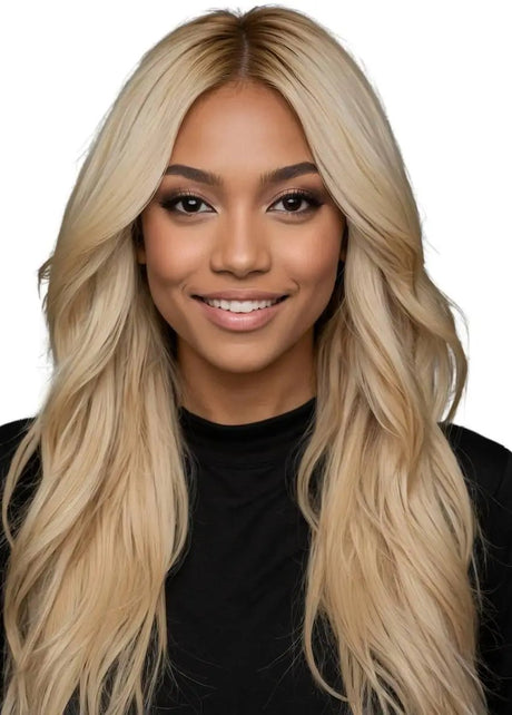 Raw Blonde Straight Seamless Clip-In 100% Human Hair Extensions Private Label