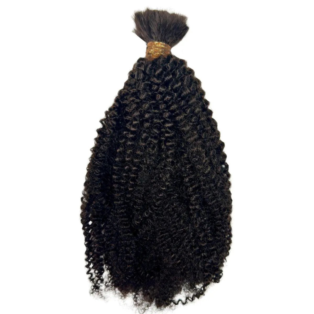 Afro Kinky Bulk 100% human braiding hair by THE HAIR PUSHER PREMIUM LUXE HAIR, natural 1B color, 16" and 20" lengths.