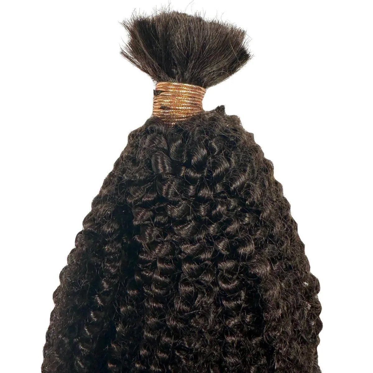 Afro Kinky Bulk 100% human braiding hair by THE HAIR PUSHER PREMIUM LUXE HAIR, natural 1B, 16
