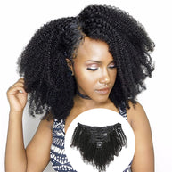 Afro Kinky Curly Clip-In 100% Human Hair Extensions - THE HAIR PUSHER PREMIUM LUXE HAIR