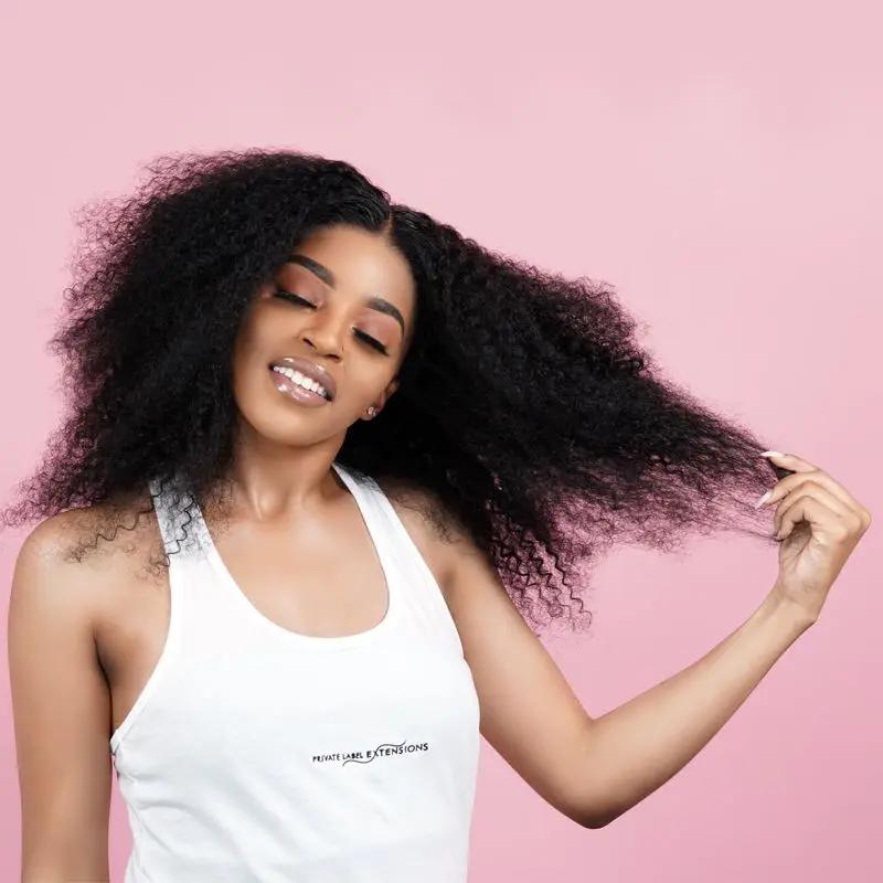 Afro Kinky Curly 100% Human Hair Bundles Private Label