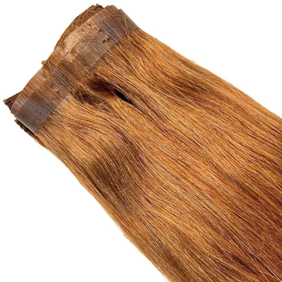 Auburn Seamless Clip-In 100% Human Hair Extensions Private Label