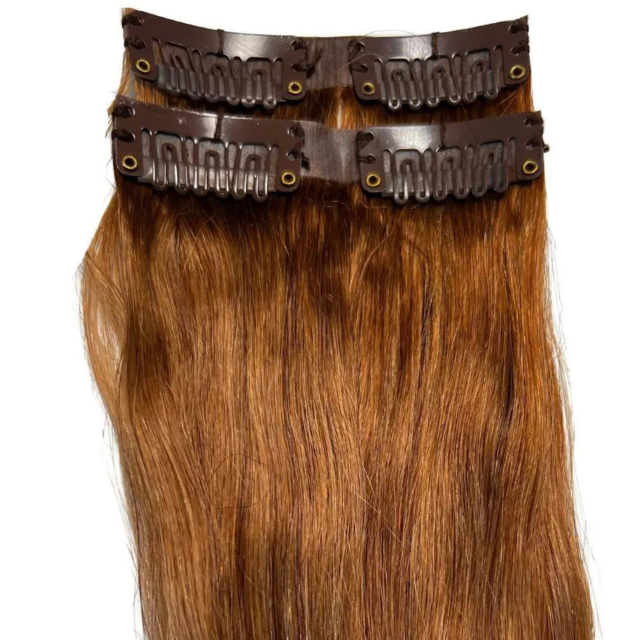 Auburn Seamless Clip-In 100% Human Hair Extensions Private Label