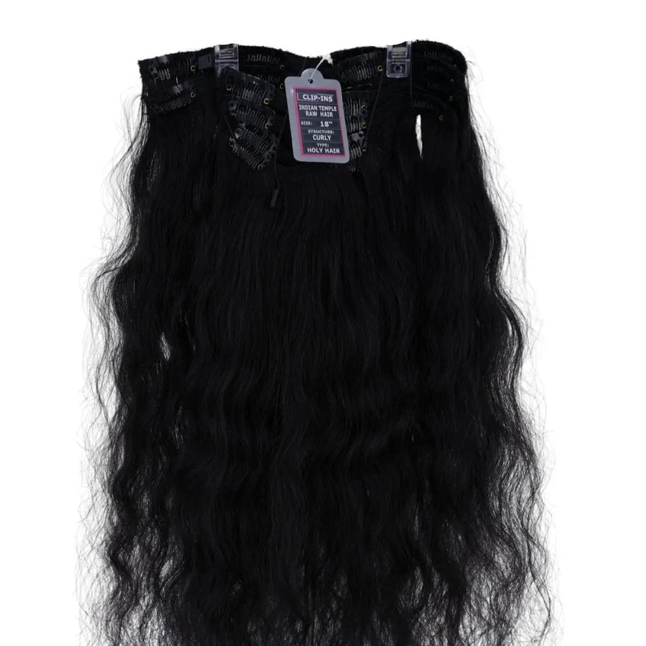 Indian Curly Natural Black Clip-in 100% Human Hair Extensions Private Label