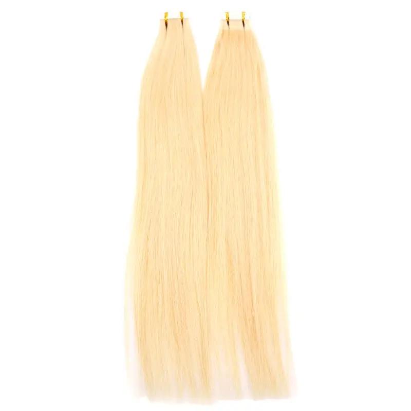Raw Blonde Straight 100% Human Hair Tape In Extensions Private Label