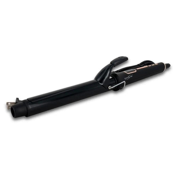 Ceramic curling iron from THE HAIR PUSHER PREMIUM LUXE HAIR, showcasing a sleek hair styling tool for creating curls and waves.