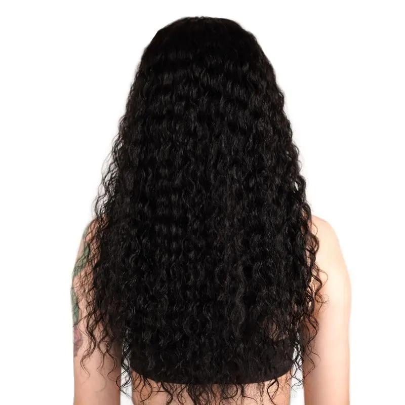 Deep Wave 13x4 Transparent Lace Front Human Hair Wig Private Label