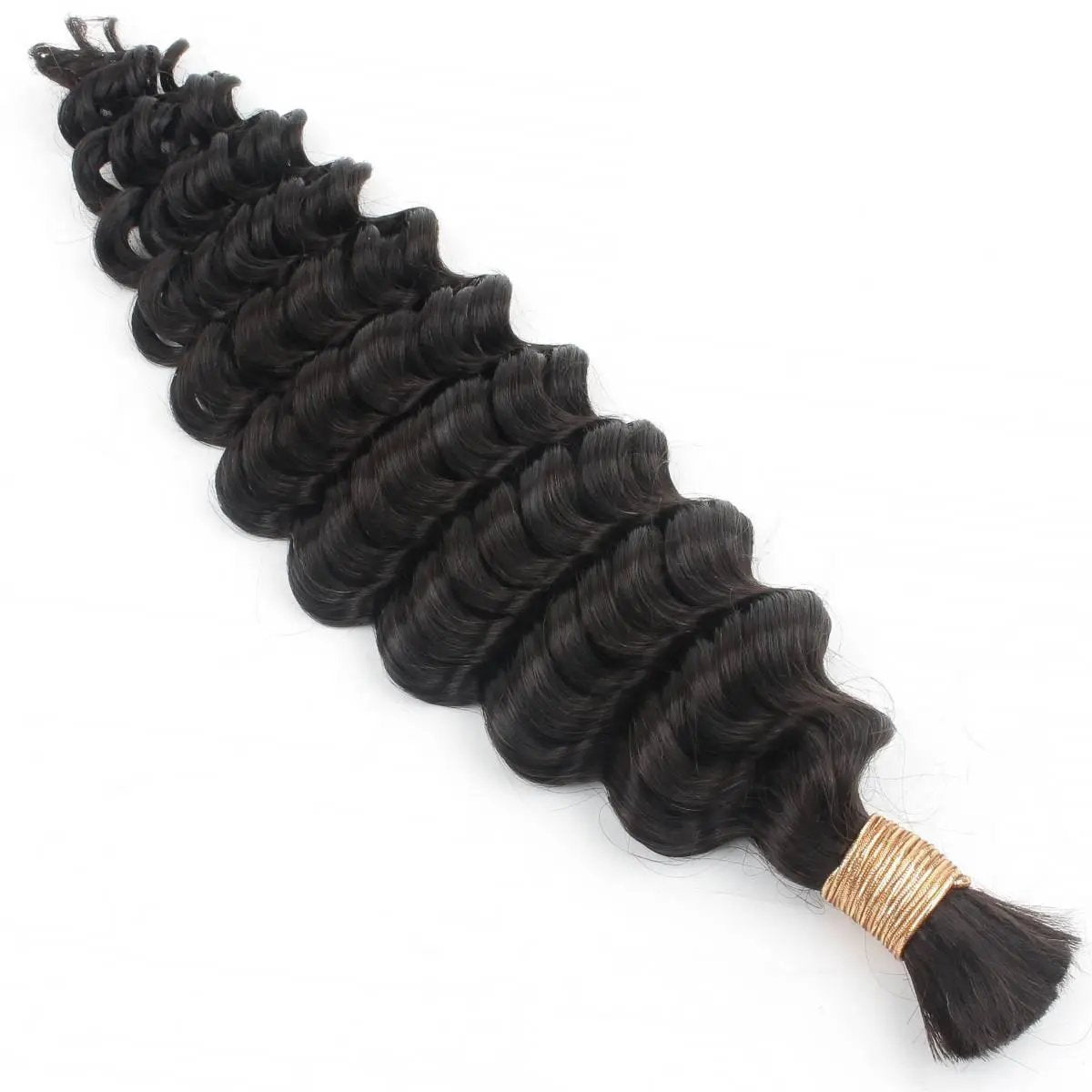 Deep Wave bulk 100% human braiding hair in 16, 20, or 24 inches, natural 1B color, from THE HAIR PUSHER PREMIUM LUXE HAIR.